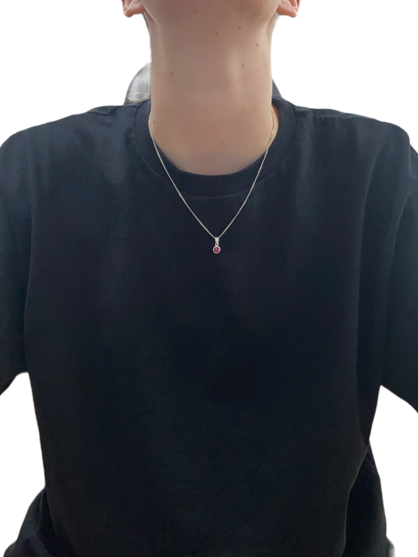 New 925 Silver July Birthstone Pendant 18"/20" Necklace