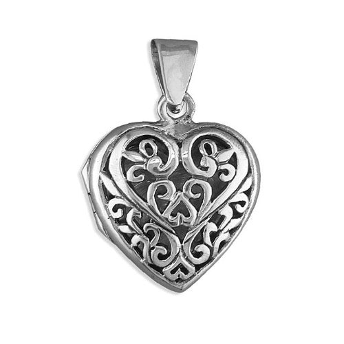 925 Silver Heart Filagree Locket