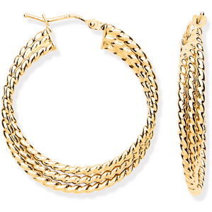 9ct Gold Rope Layered Hoop Earrings