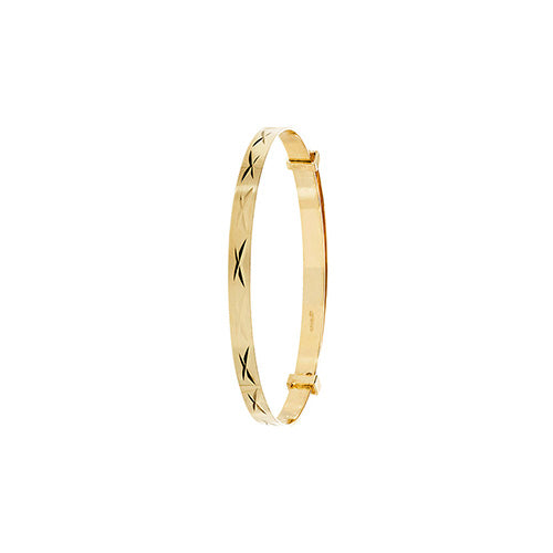 9ct Gold Patterned Expanding Baby Bangle
