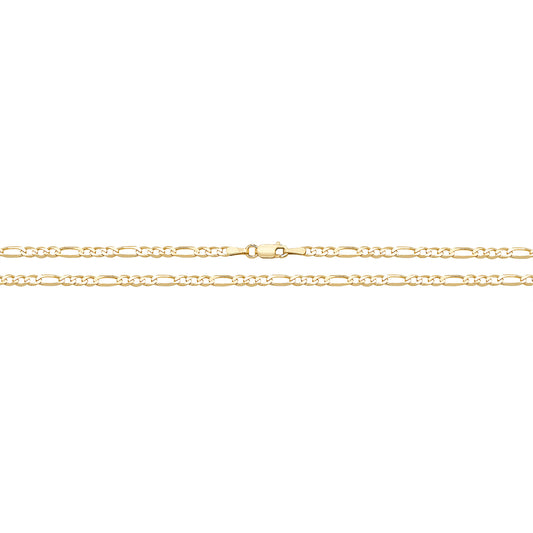 New 9ct Yellow Gold 10" Figaro Anklet with the weight 2 grams and link width 3mm