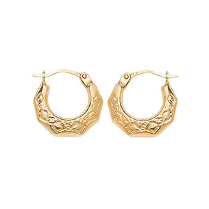 9ct Gold Patterned Creoles Earrings