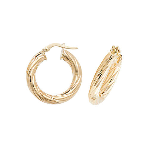 9ct Gold Twist Hoop Earrings