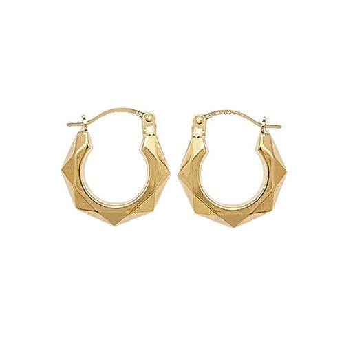 9ct Gold Hexagonal Polished Hoop Earrings