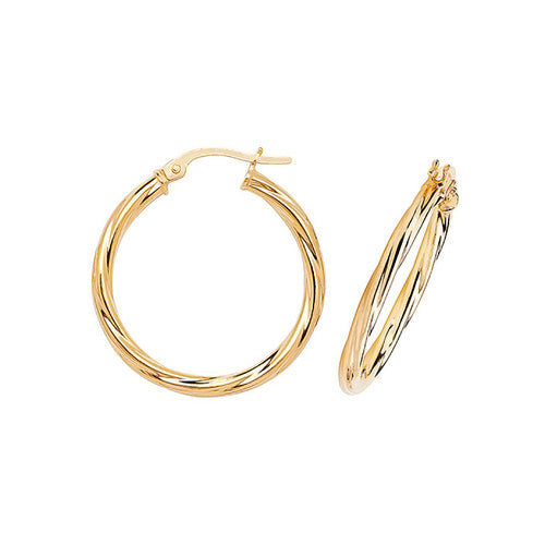 9ct Gold Twist Round Earrings