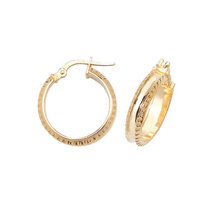 9ct Gold Wide Small Earrings