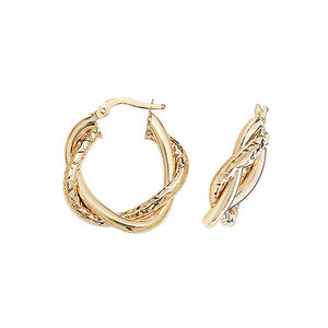 9ct Gold Two Tube Twist Earrings