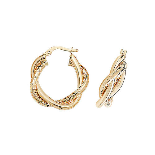 9ct Gold Two Tube Twist Earrings