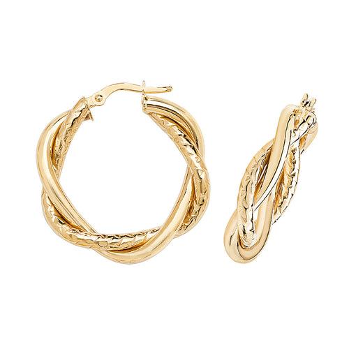 9ct Gold Twist Hoop Earrings