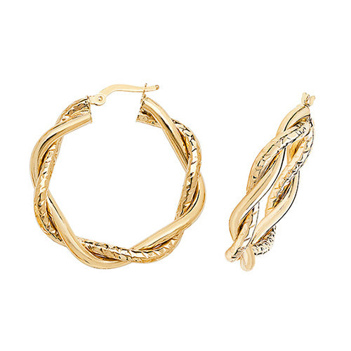 9ct Gold Two Tube Twist Earrings