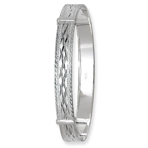 925 Silver Diamond-Cut Expandable Bangle