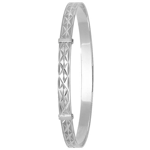 925 Silver Diamond-Cut Expander Bangle