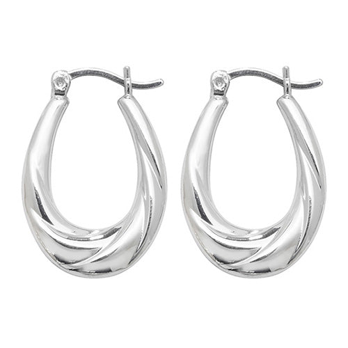 925 Silver Polished Oval Twist Earrings