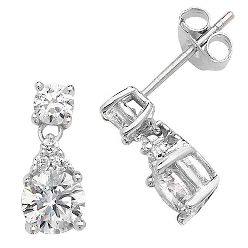 925 Silver Cubic Zirconia Drop Earrings