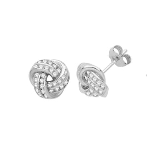 925 Silver Knot Cubic Zirconia Earrings