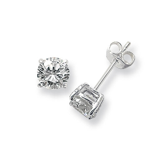 925 Silver 6mm Round Cubic Zirconia Earrings