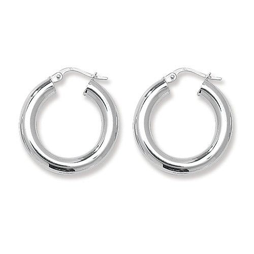 925 Silver Medium Polished Hoop Earrings