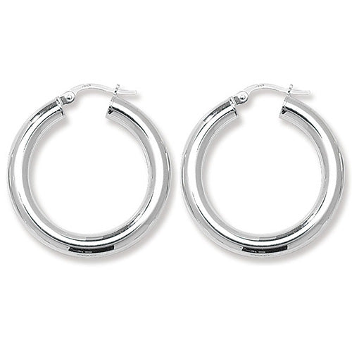 925 Silver Medium Polished Hoop Earrings