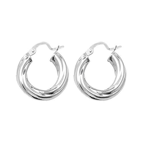 925 Silver Small Wide Twist Earrings