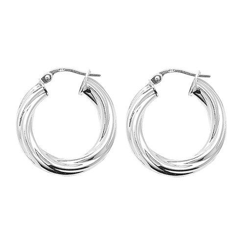 925 Silver Medium Wide Twist Earrings