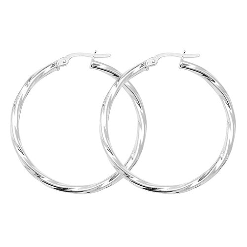 925 Silver Large Twist Earrings