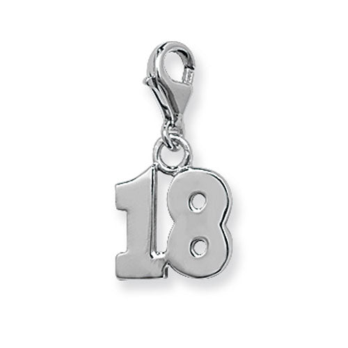 925 Silver '18' Clip On Charm
