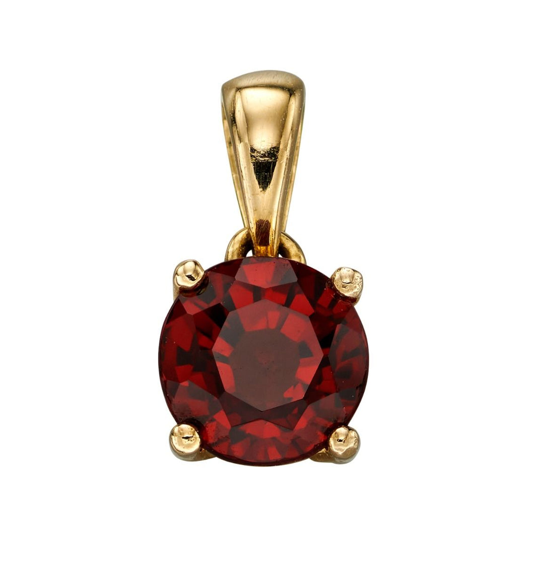 New 9ct Yellow Gold & Garnet January Birthstone Pendant with the weight 0.60 grams. The stone is 5mm diameter 