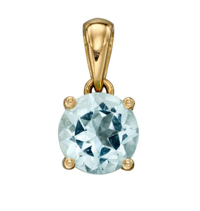 New 9ct Yellow Gold & Aquamarine March Birthstone Pendant with the weight 0.60 grams. The stone is 5mm diameter 