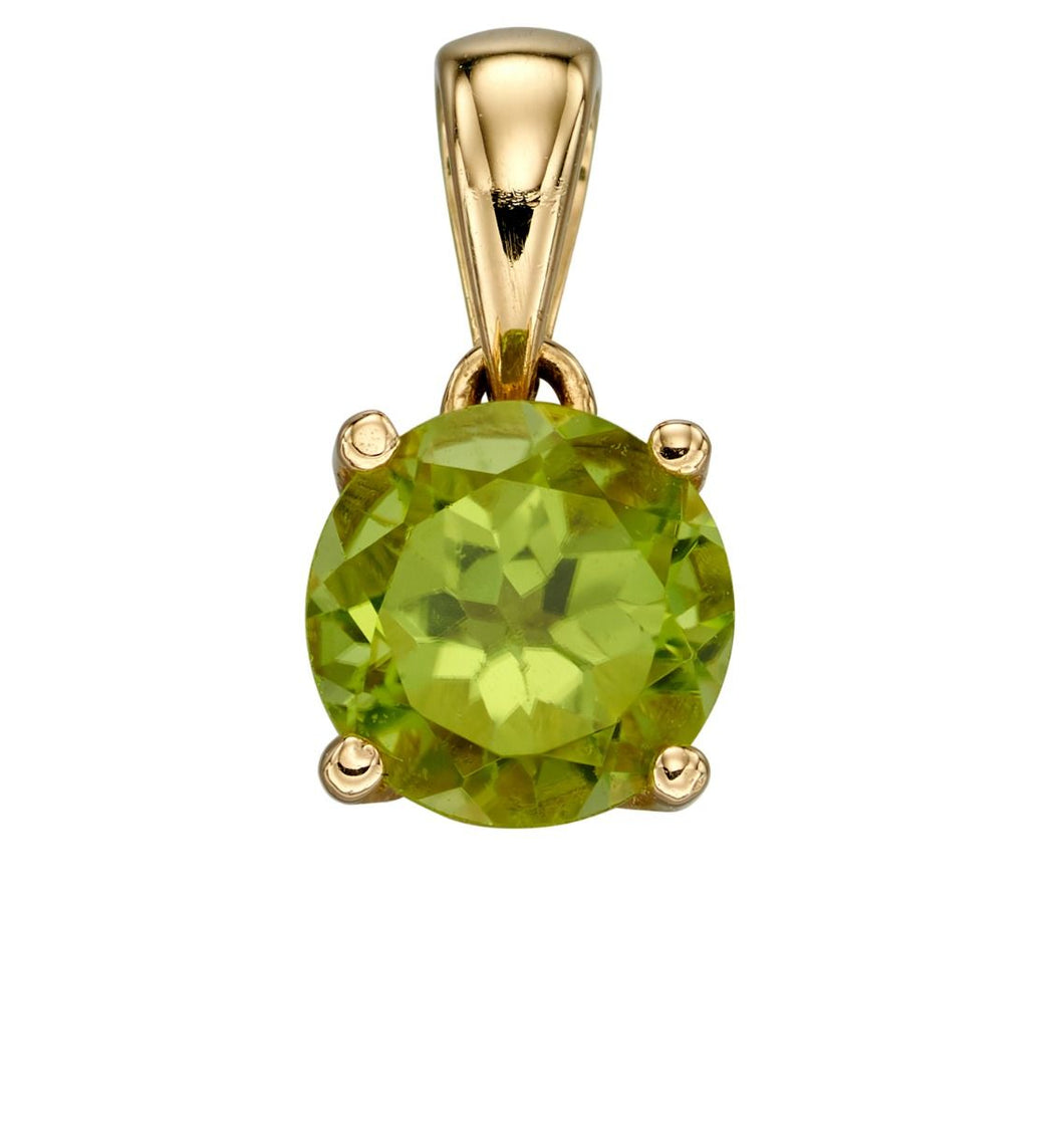 New 9ct Yellow Gold & Peridot August Birthstone Pendant with the weight 0.60 grams. The stone is 5mm diameter 