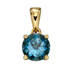 New 9ct Yellow Gold & Turquoise December Birthstone Pendant with the weight 0.60 grams. The stone is 5mm diameter 