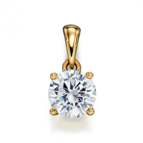 New 9ct Yellow Gold & Cubic Zirconia April Birthstone Pendant with the weight 0.60 grams. The stone is 5mm diameter 