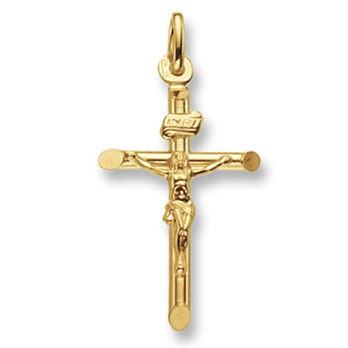 9ct Gold Tube Crucifix Pendant