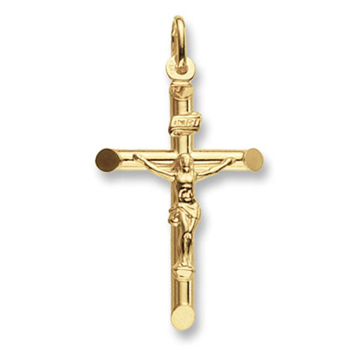 9ct Gold Tube Crucifix Pendant