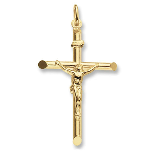 9ct Gold Tube Crucifix Pendant