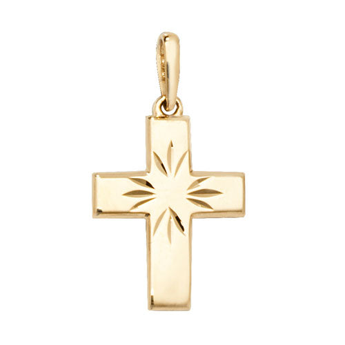 9ct Gold Diamond-Cut Cross Pendant