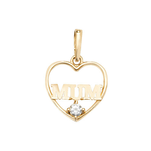 9ct Gold Heart Mum Pendant