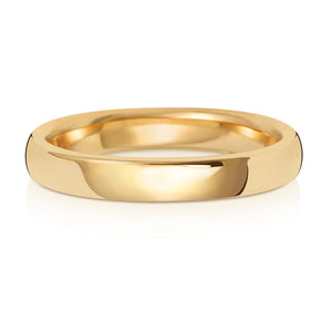 New 9ct Yellow Gold 3mm Soft Court Wedding Band Ring in various sizes and weight 2.70 grams
