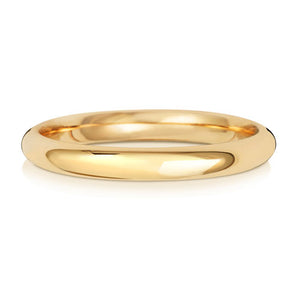 New 9ct Yellow Gold 2.5mm Court Wedding Band Ring in various sizes and weight 1.10 grams