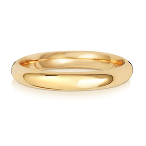 New 9ct Yellow Gold 3mm Court Wedding Band Ring in various sizes and weight 2.10 grams