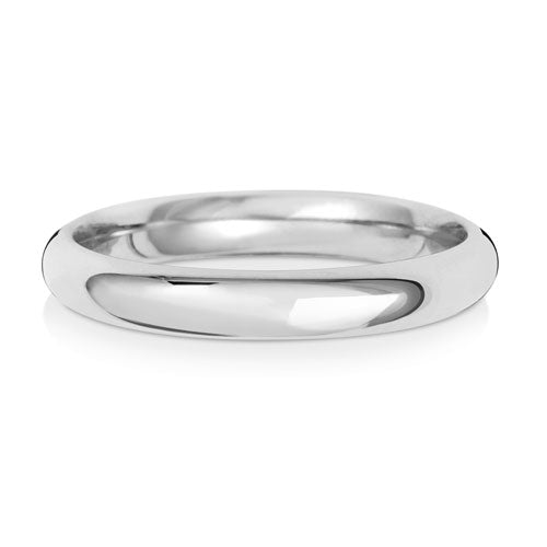 New 9ct White Gold 3mm Court Wedding Band Ring in various sizes and weight 2.10 grams