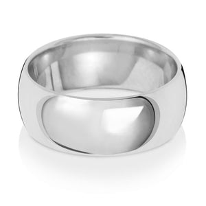 New 9ct White Gold 8mm Court Wedding Band Ring in various sizes and weight 7.40 grams